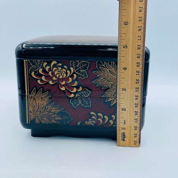 Vintage Asian Oriental Bento Style Jewelry Trinket Storage Box ROC Interpur - Picture 9 of 10